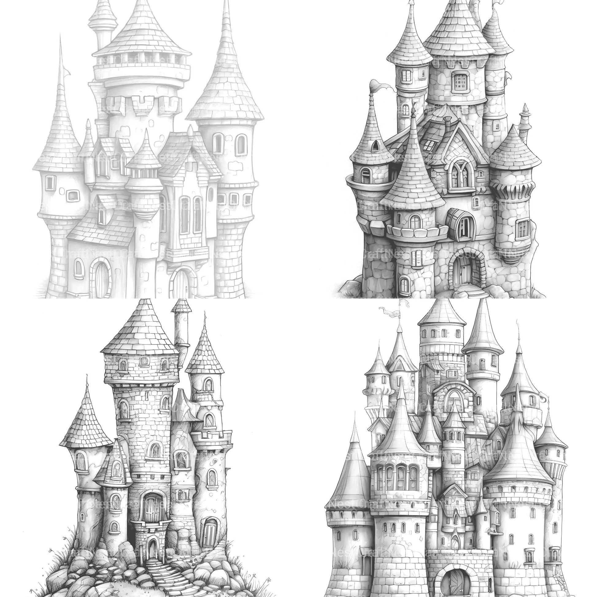 Castle Tiny House Coloring Book 1 - CraftNest - Digital Crafting and Art