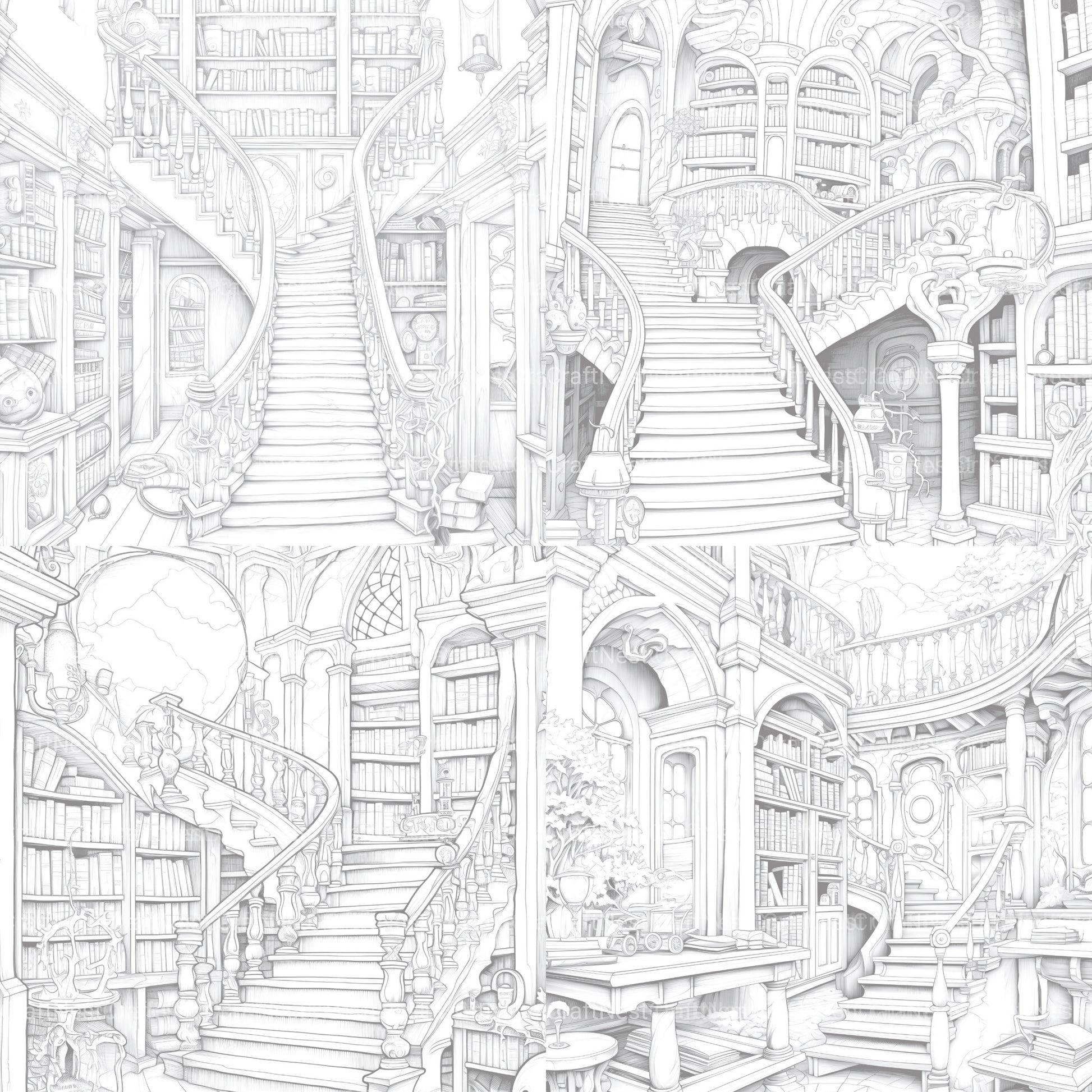 Enchanted Library Coloring Book - CraftNest - Digital Crafting and Art