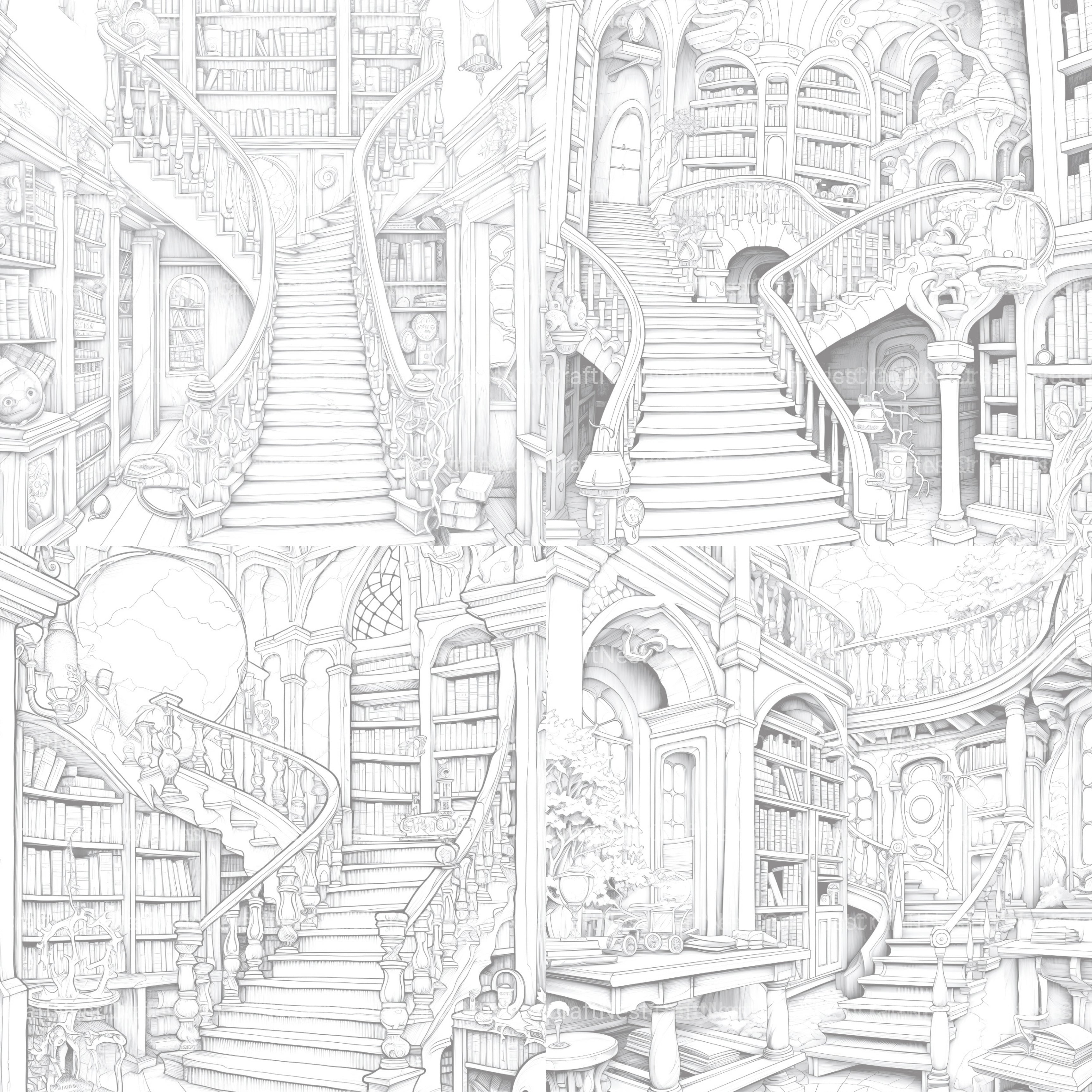 Enchanted Library Coloring Book - CraftNest - Digital Crafting and Art