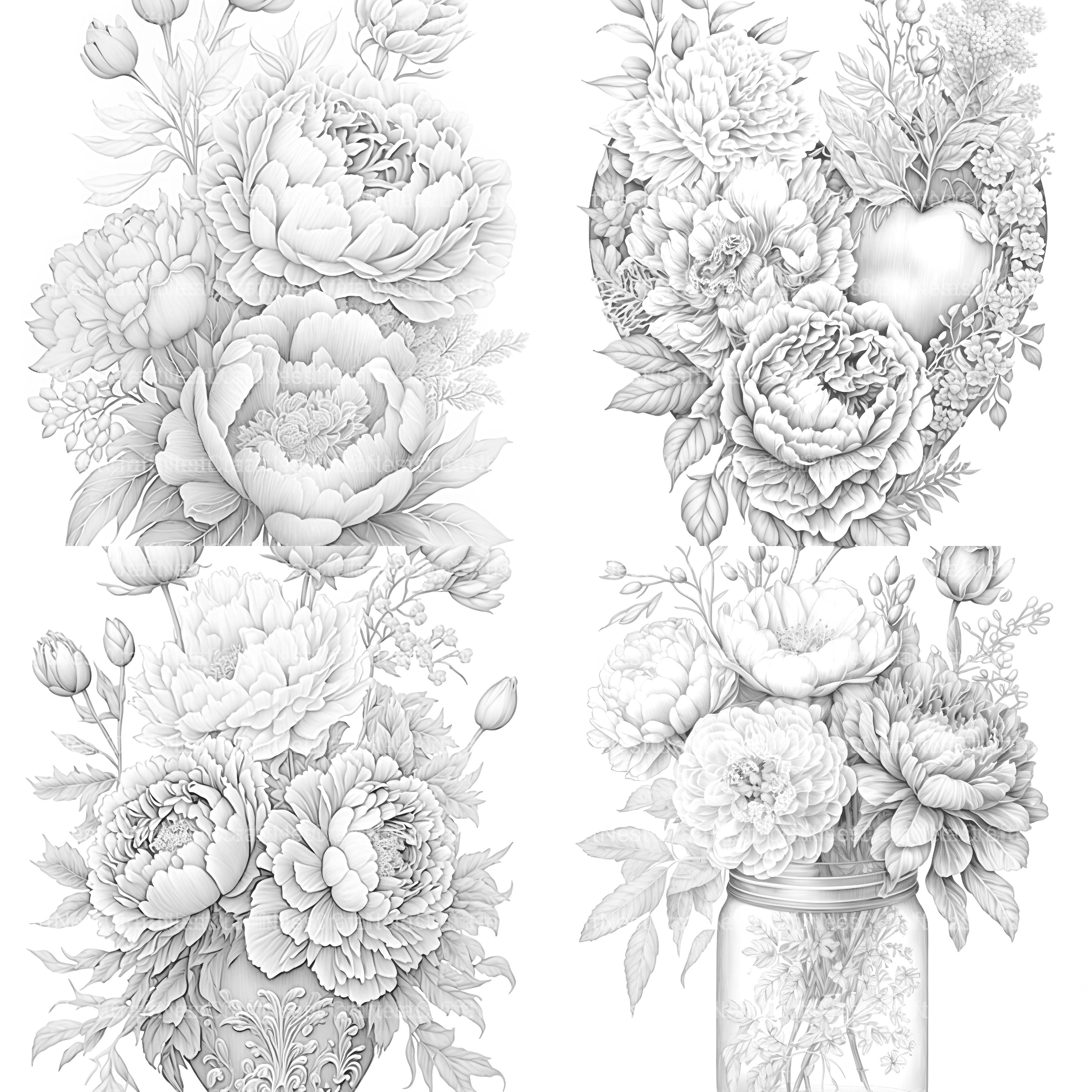 Peony Flower Coloring Book - CraftNest - Digital Crafting and Art
