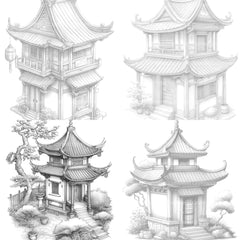 Chinese Tiny House Coloring Book - CraftNest - Digital Crafting and Art