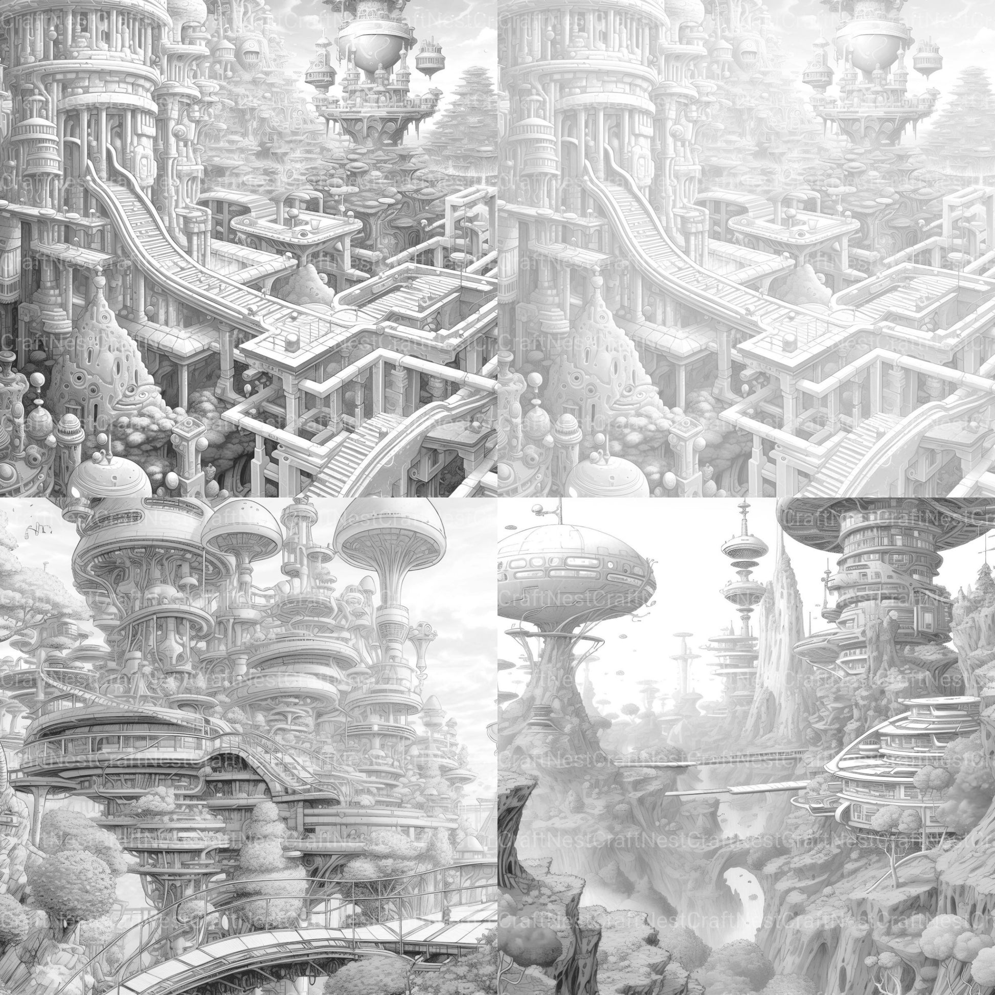 Sci-Fi Landscape Coloring Book - CraftNest - Digital Crafting and Art