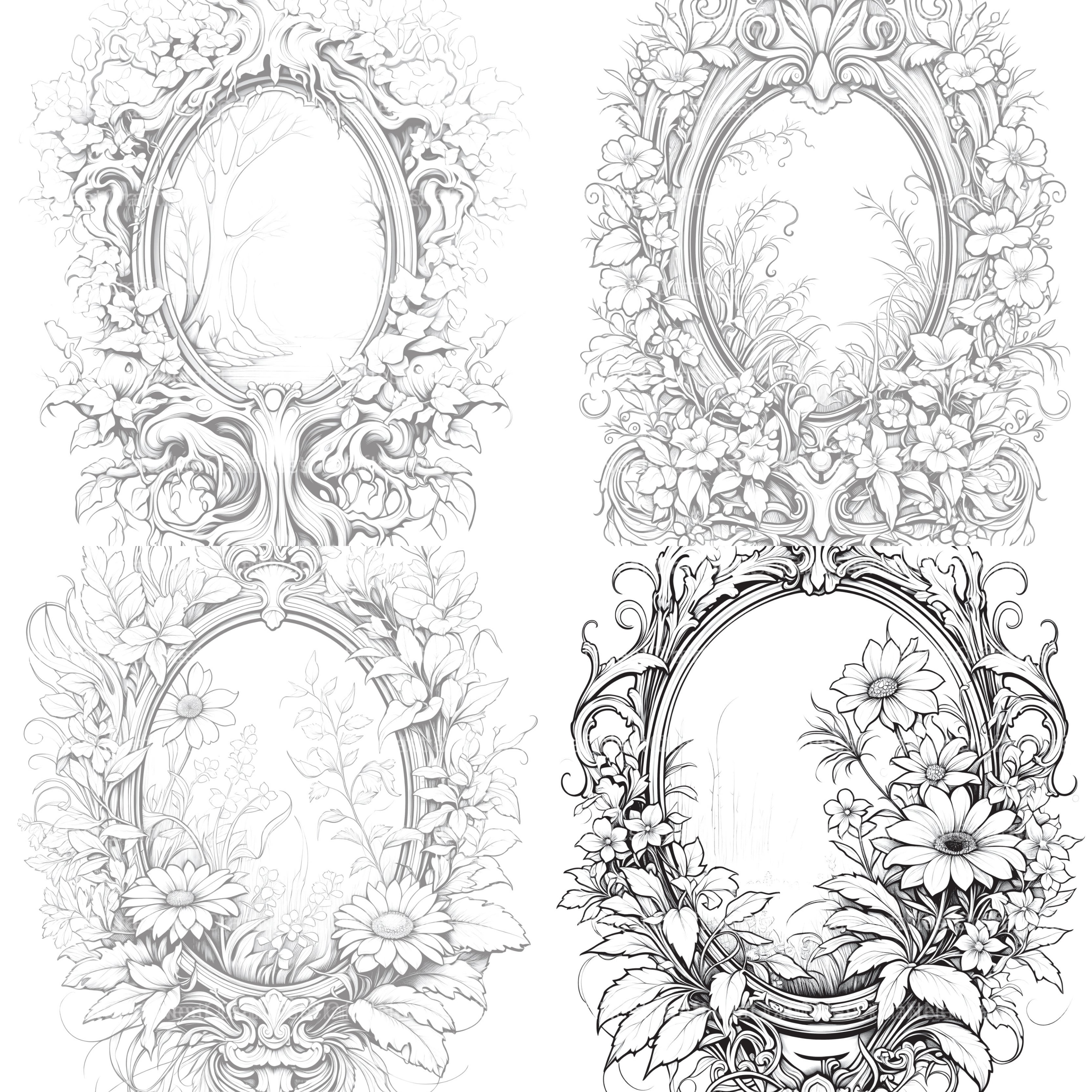 Blooming Mirror Coloring Book - CraftNest - Digital Crafting and Art