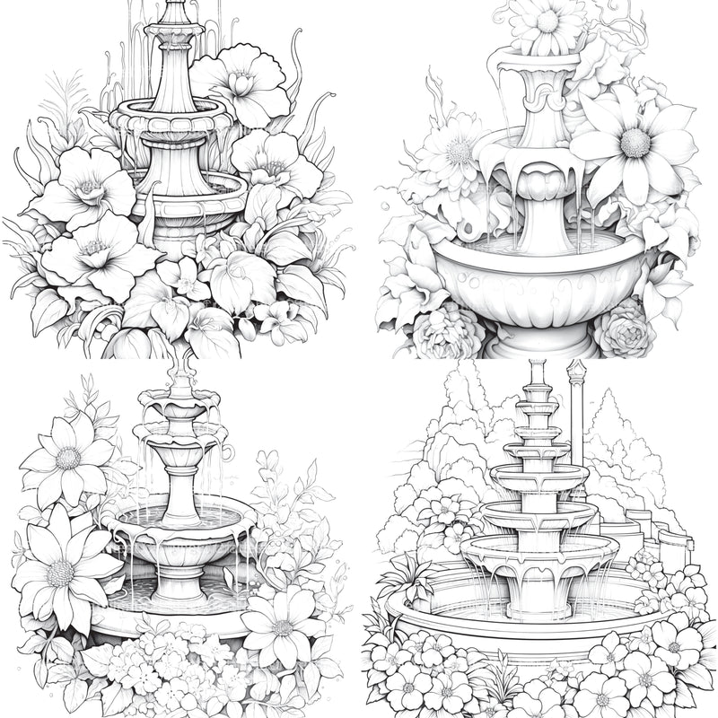 Blooming Fountain Coloring Book - CraftNest - Digital Crafting and Art