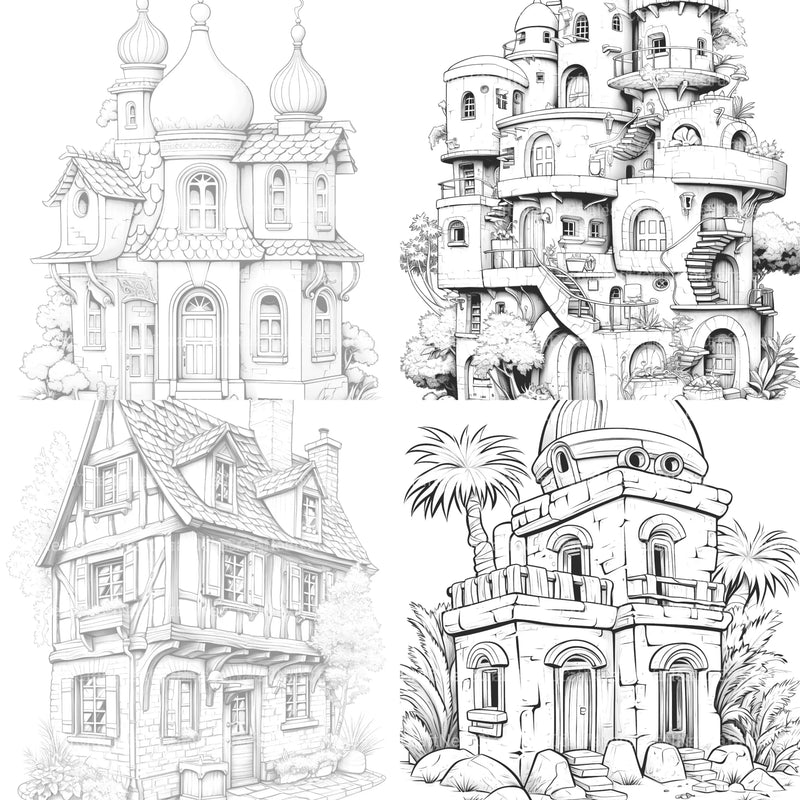 Mixed Tiny House Coloring Book - CraftNest - Digital Crafting and Art