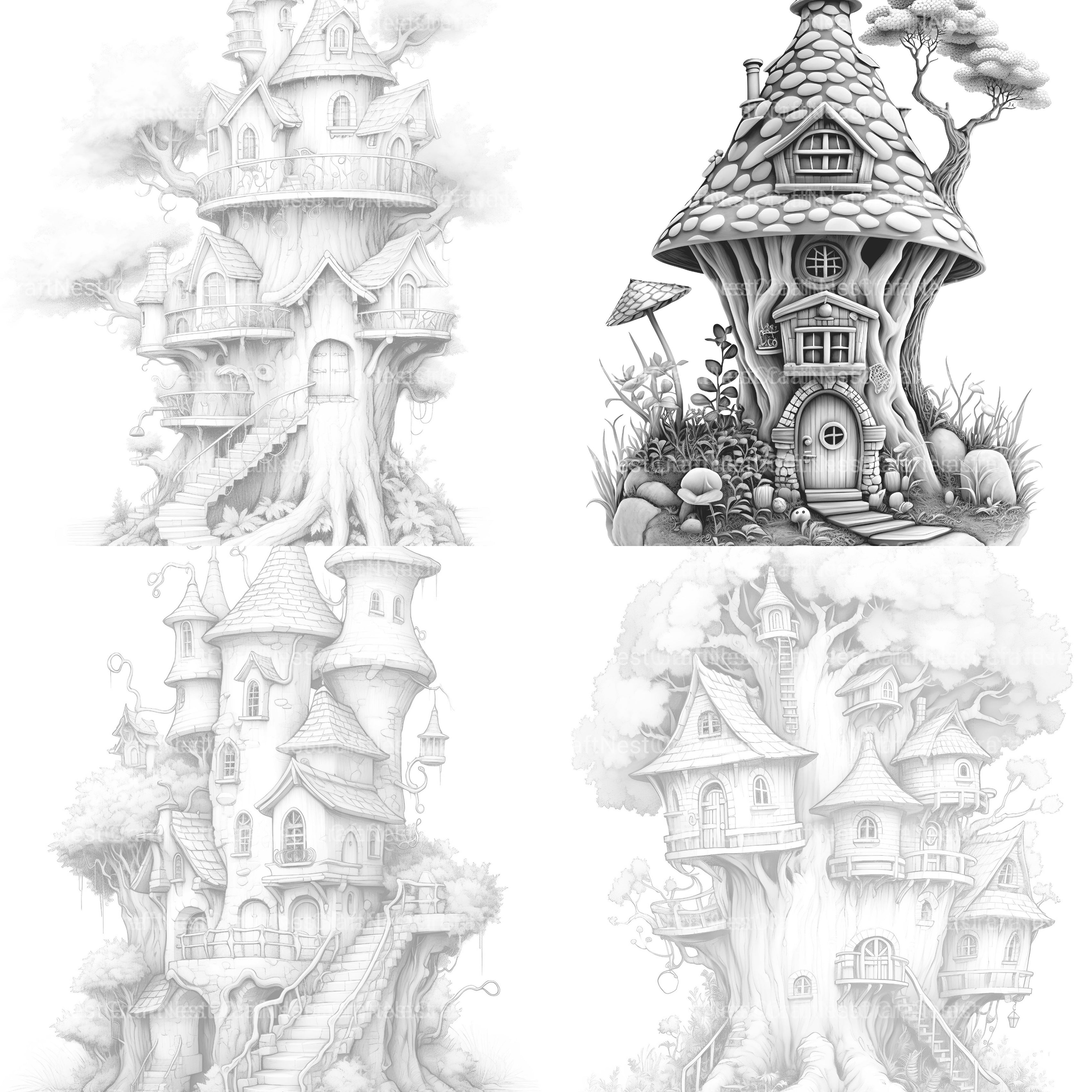 Fairy Houses 2 Coloring Book - CraftNest - Digital Crafting and Art