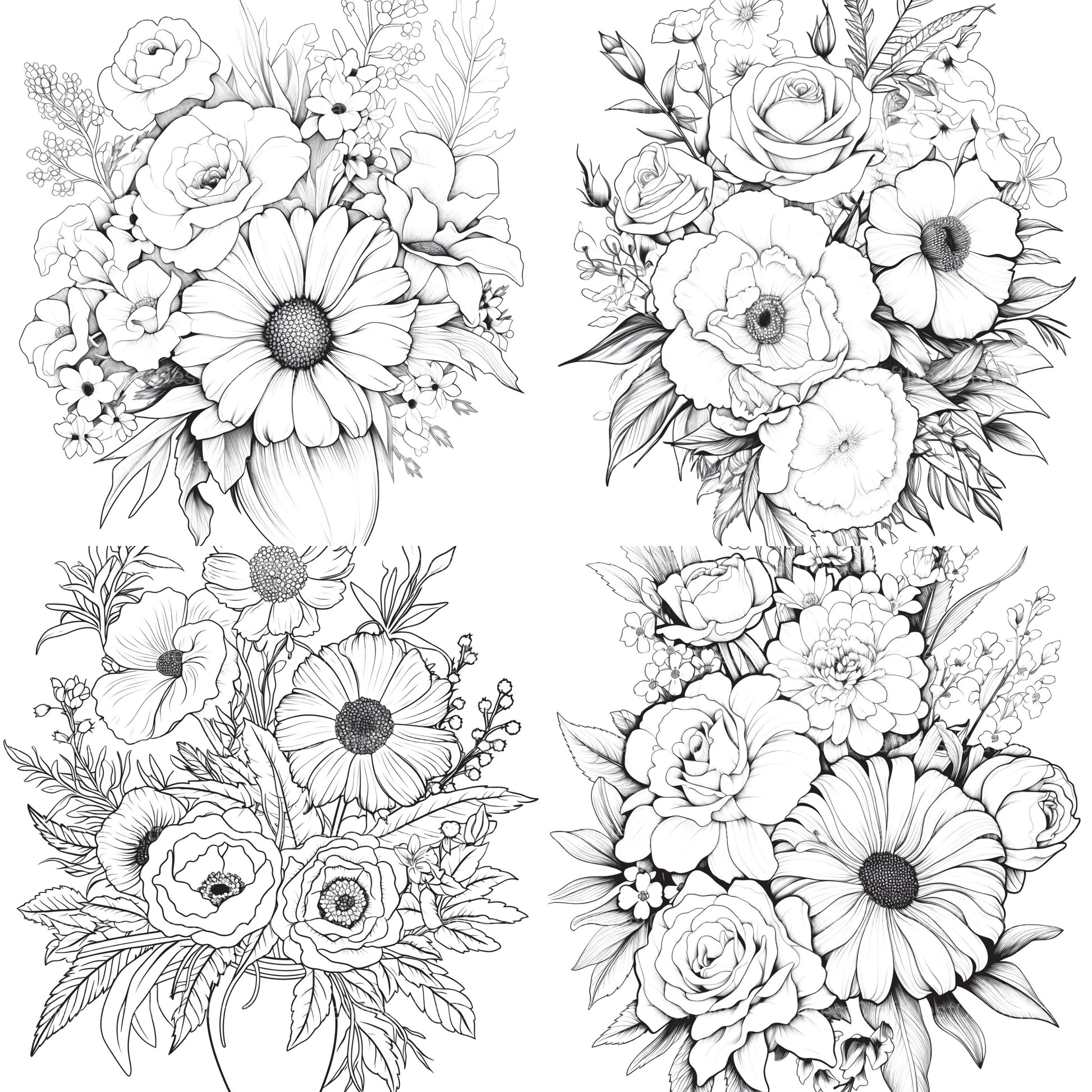 Flower Coloring Book 2 - CraftNest - Digital Crafting and Art