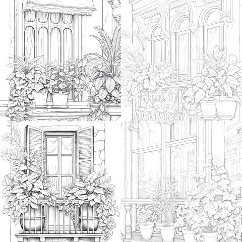 Mediterranean Windows Coloring Book - CraftNest - Digital Crafting and Art