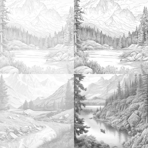 Mountain Landscapes Coloring Book - CraftNest - Digital Crafting and Art