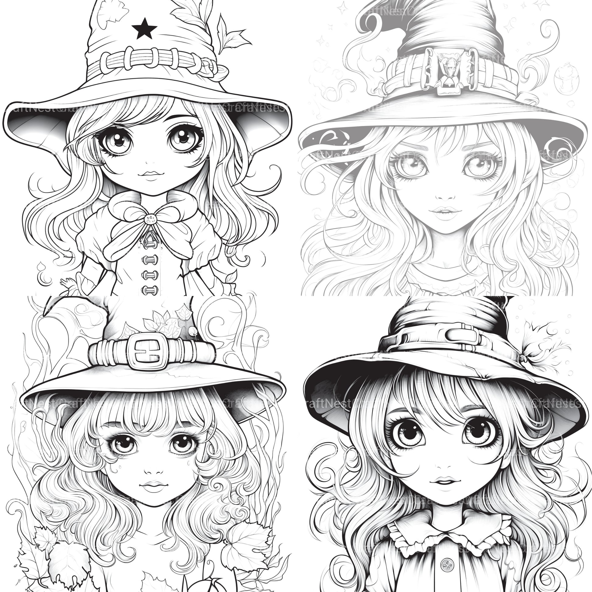 Cute Witch Coloring Book - CraftNest - Digital Crafting and Art