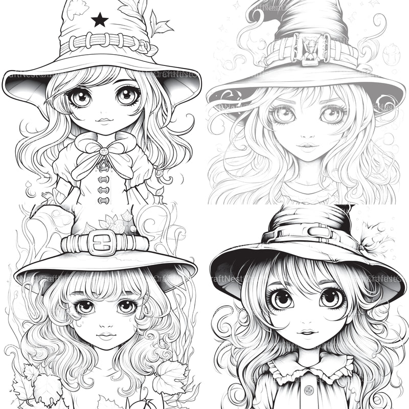 Cute Witch Coloring Book - CraftNest - Digital Crafting and Art