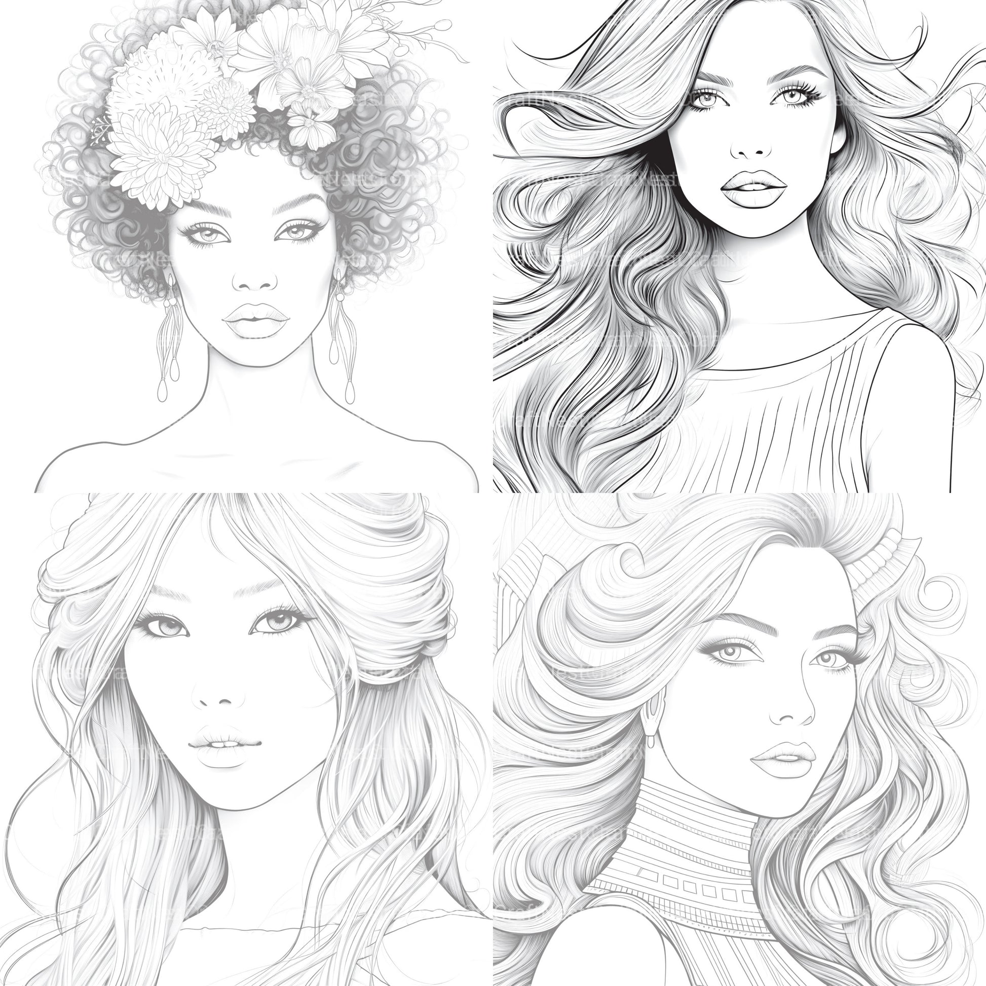 Beautiful Women Coloring Book - CraftNest - Digital Crafting and Art