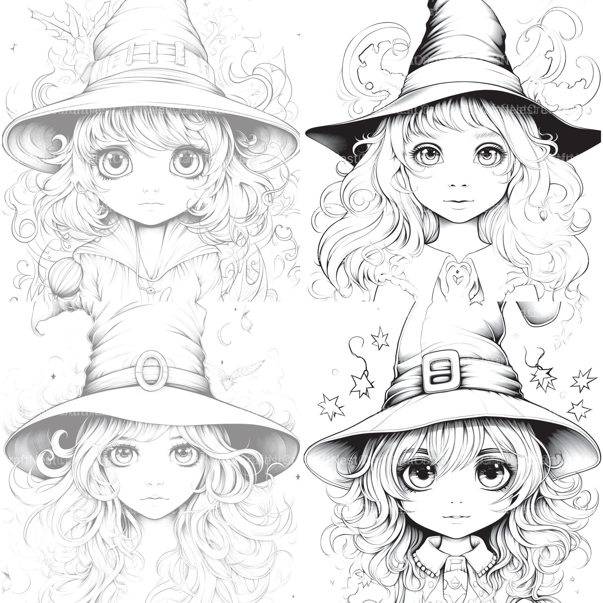 Cute Witch Coloring Book - CraftNest - Digital Crafting and Art