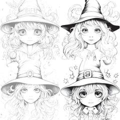 Cute Witch Coloring Book - CraftNest - Digital Crafting and Art