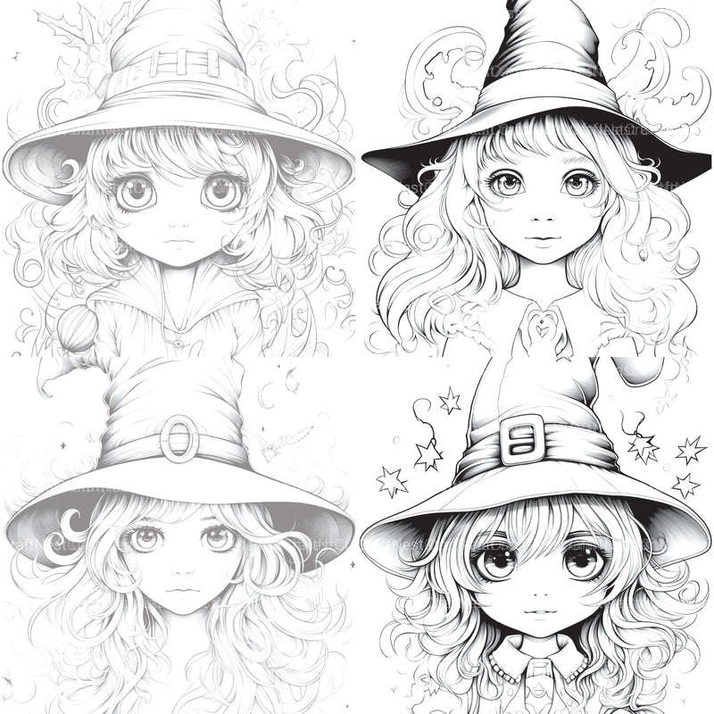 Cute Witch Coloring Book - CraftNest - Digital Crafting and Art