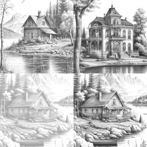 Lake Houses Coloring Book - CraftNest - Digital Crafting and Art
