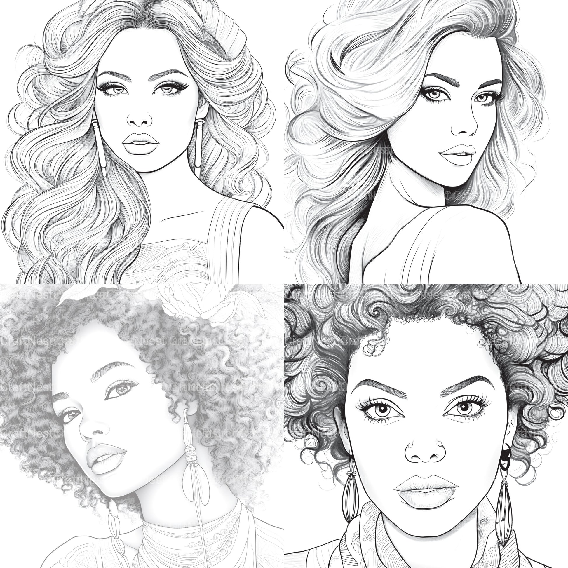Beautiful Women Coloring Book - CraftNest - Digital Crafting and Art