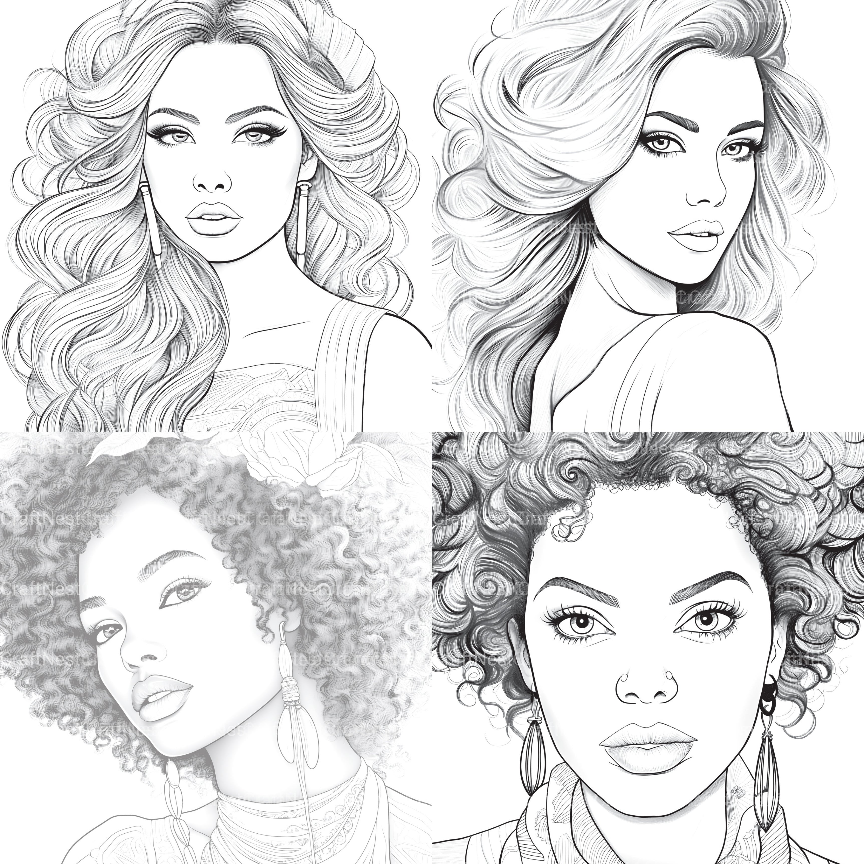 Beautiful Women Coloring Book - CraftNest - Digital Crafting and Art