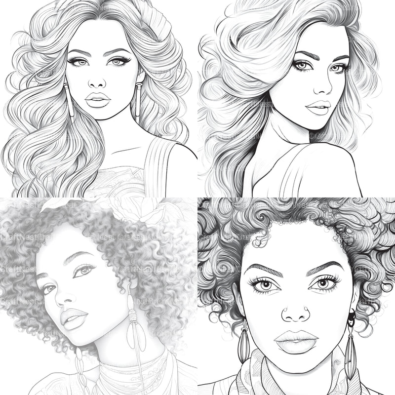 Beautiful Women Coloring Book - CraftNest - Digital Crafting and Art