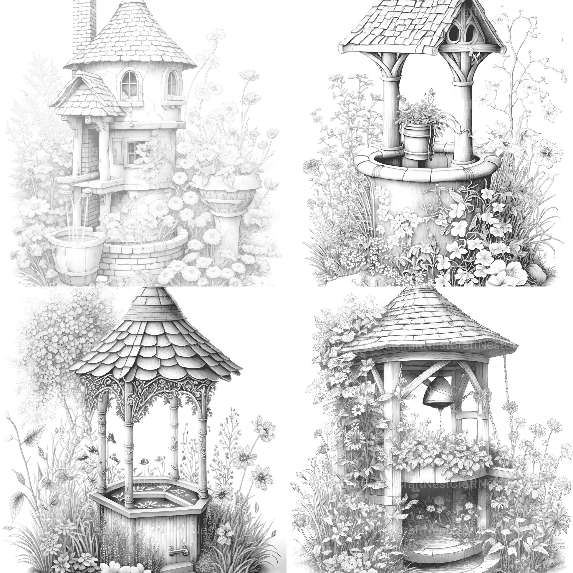 Wishing Well Coloring Book - CraftNest - Digital Crafting and Art
