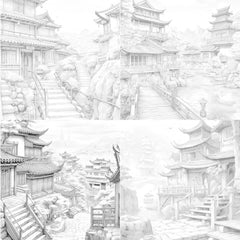 Old Chinese Villages Coloring Book - CraftNest - Digital Crafting and Art