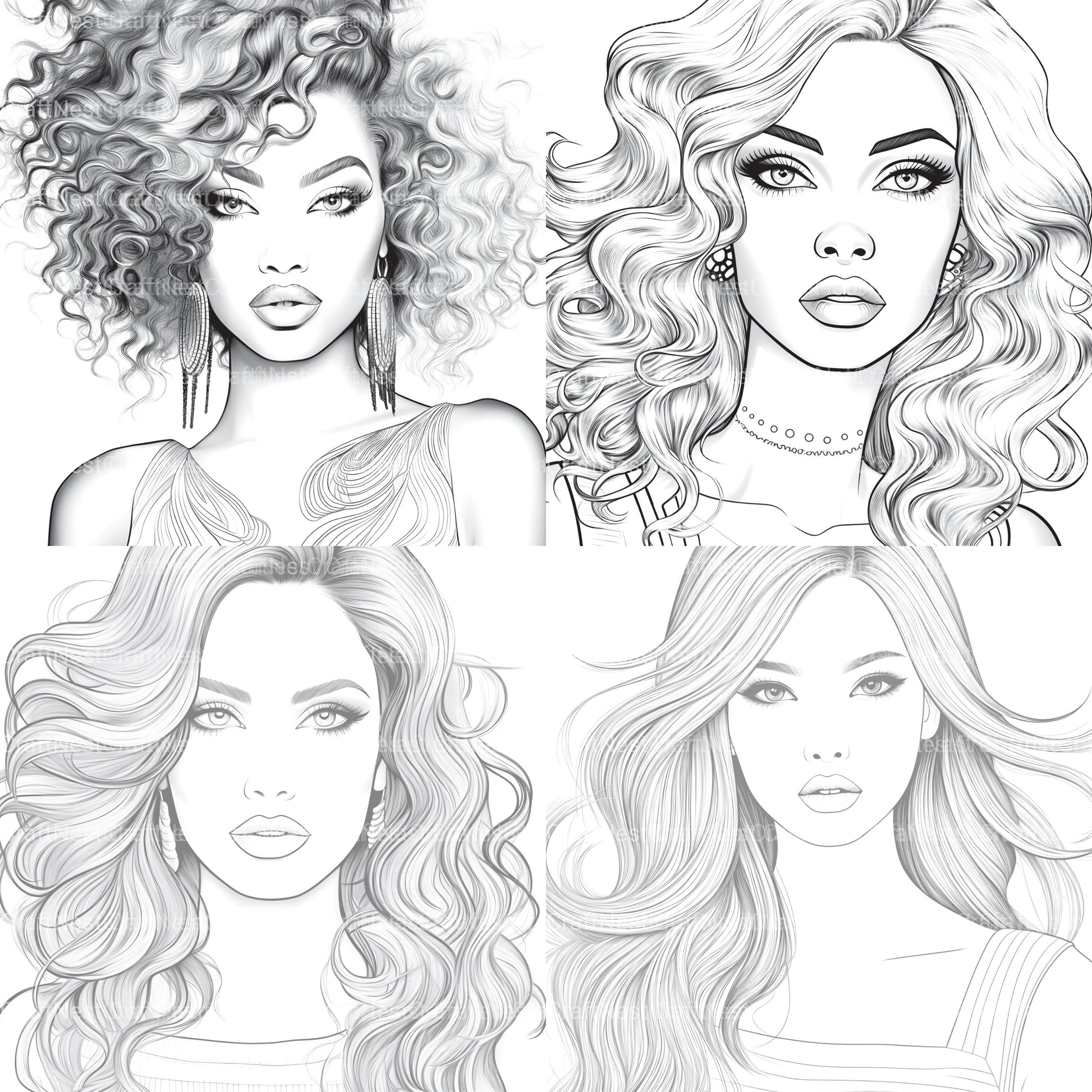 Beautiful Women Coloring Book - CraftNest - Digital Crafting and Art