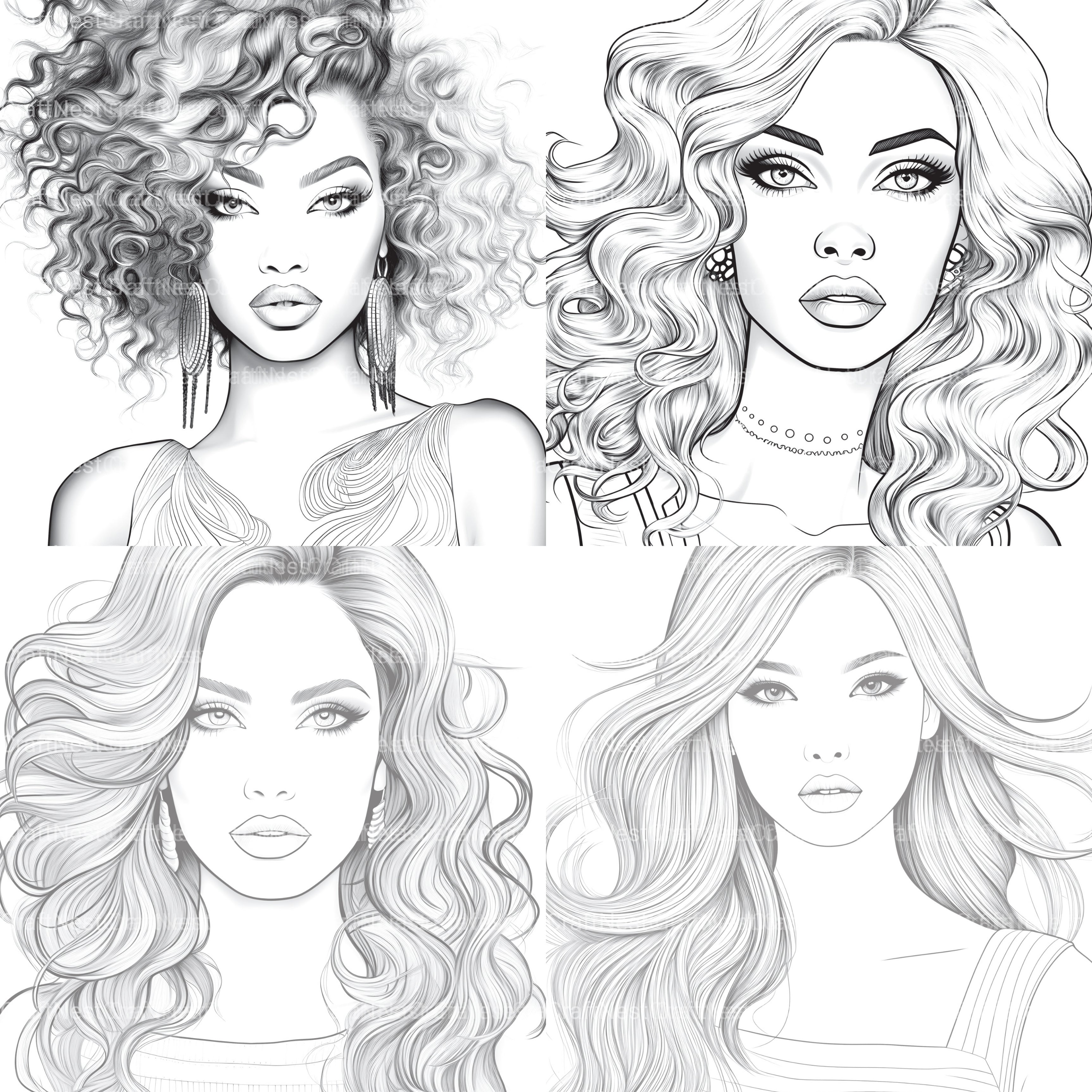 Beautiful Women Coloring Book - CraftNest - Digital Crafting and Art