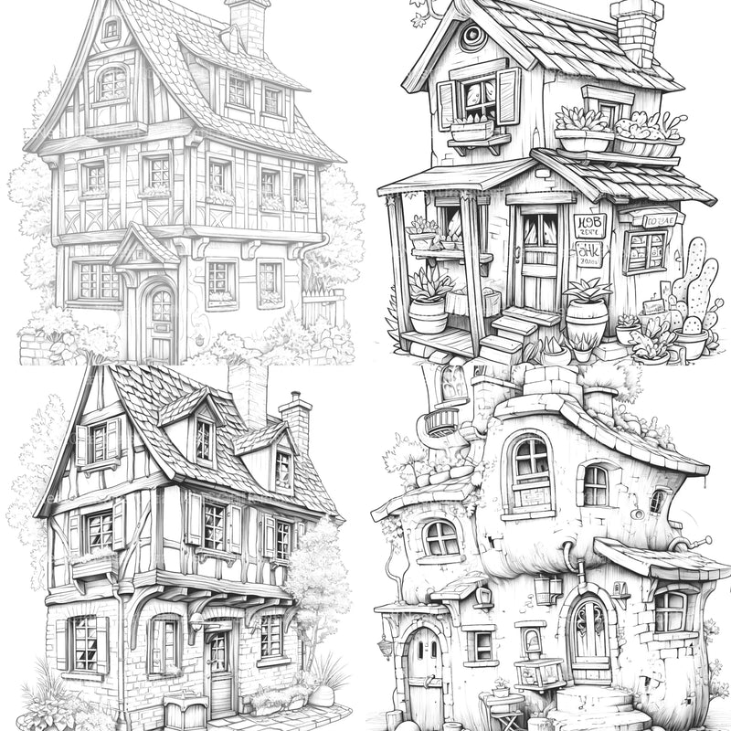 Mixed Tiny House Coloring Book - CraftNest - Digital Crafting and Art