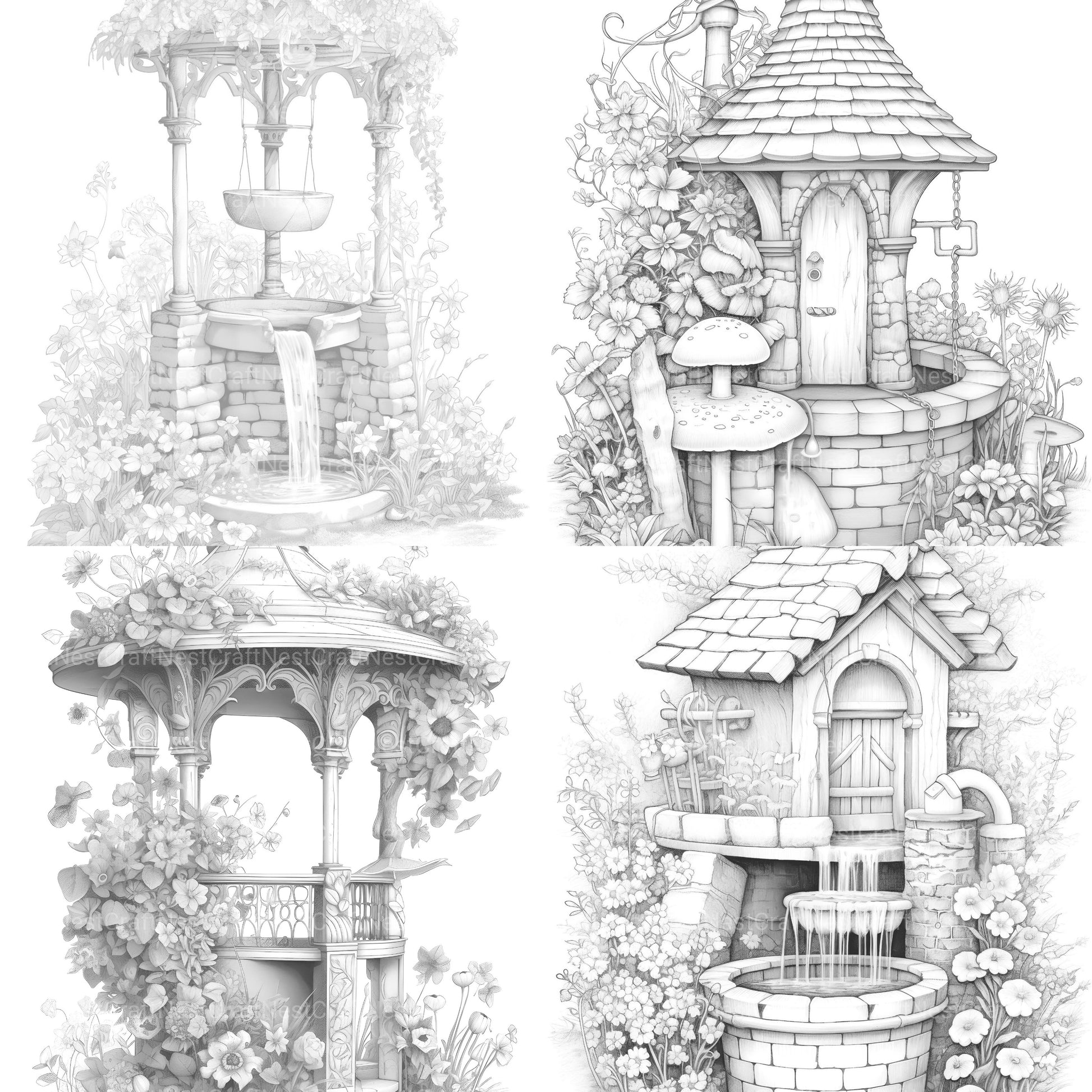 Wishing Well Coloring Book - CraftNest - Digital Crafting and Art