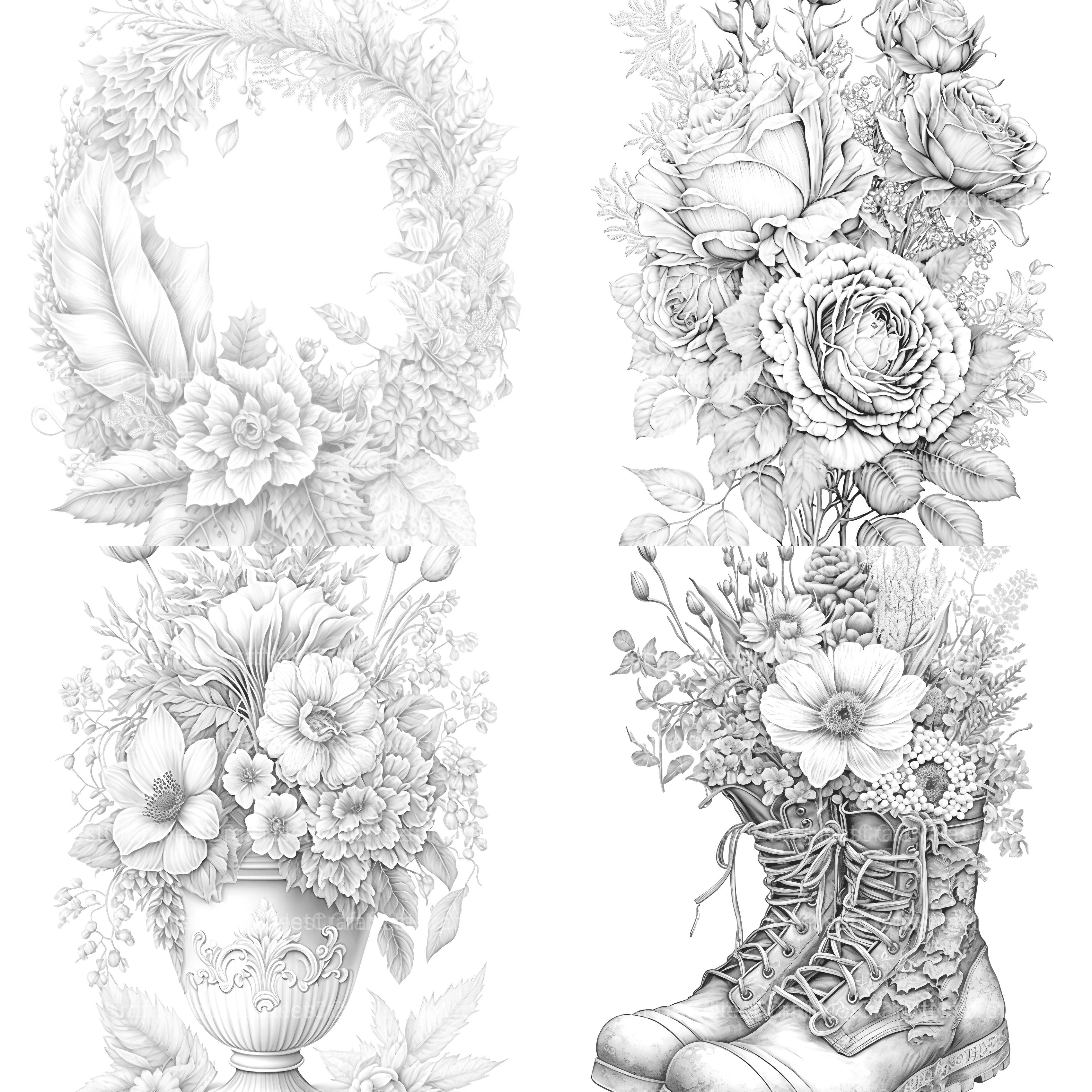 Flower Coloring Book 3 - CraftNest - Digital Crafting and Art