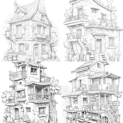 Mixed Tiny House Coloring Book - CraftNest - Digital Crafting and Art