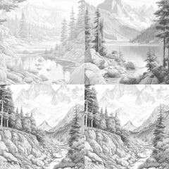 Mountain Landscapes Coloring Book - CraftNest - Digital Crafting and Art