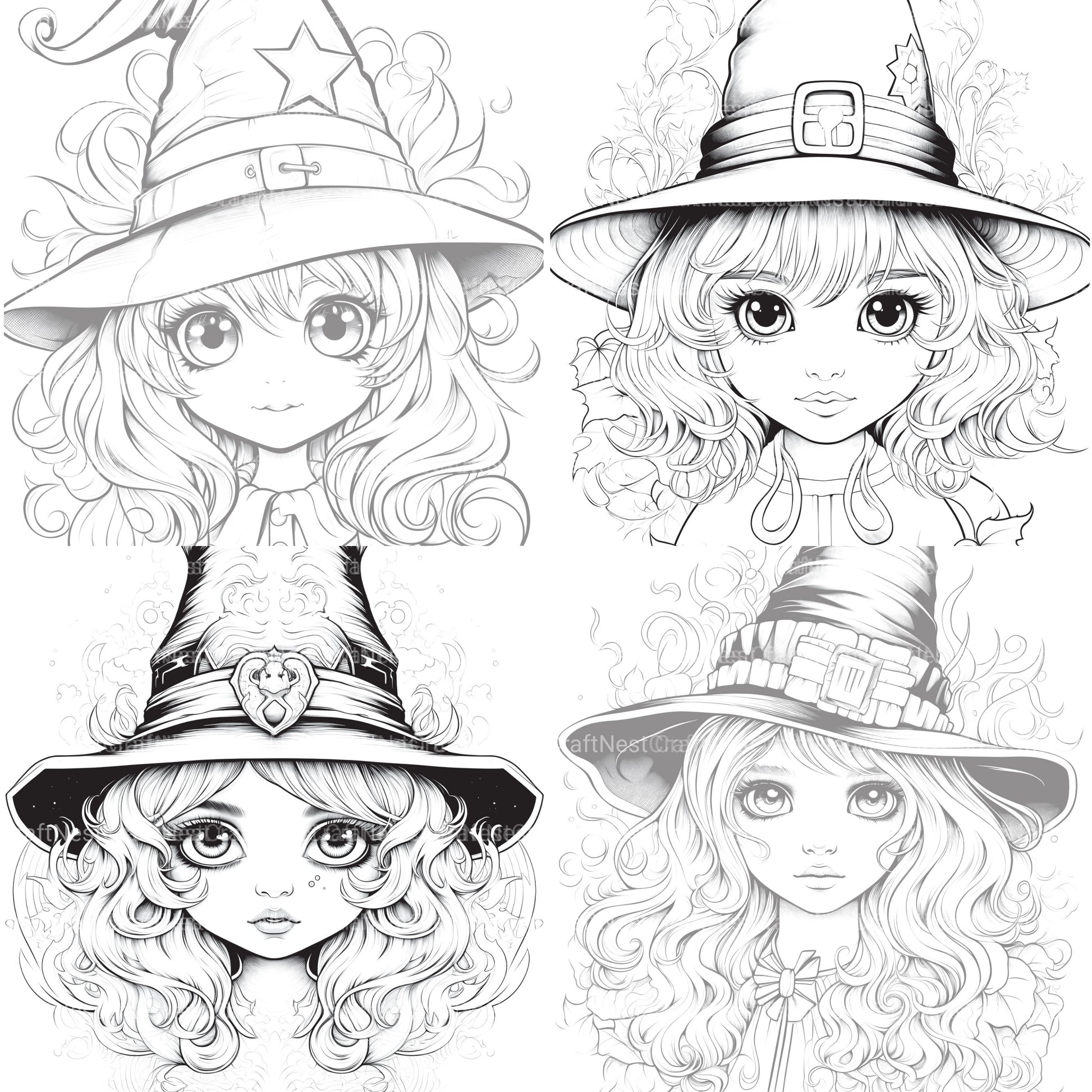 Cute Witch Coloring Book - CraftNest - Digital Crafting and Art