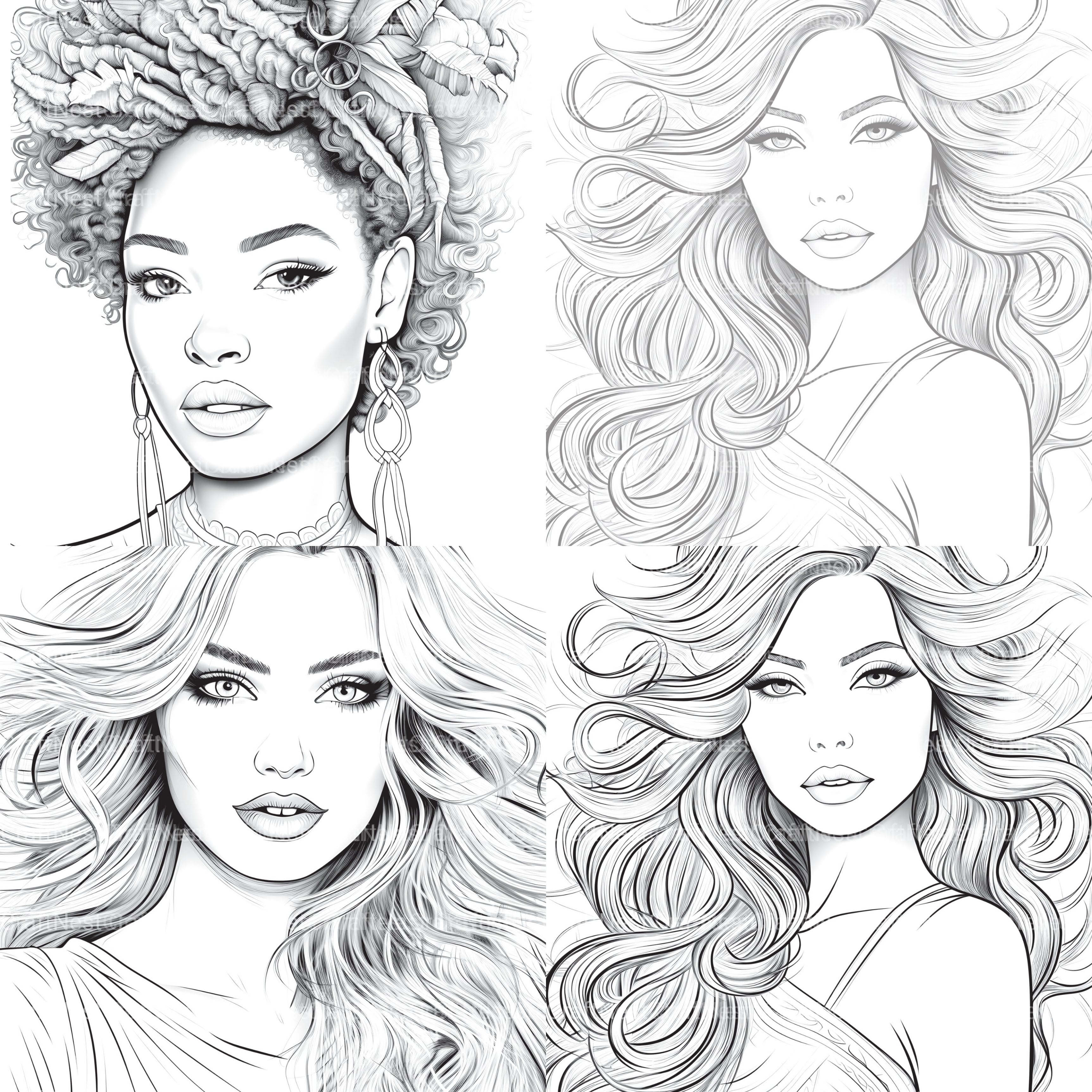 Beautiful Women Coloring Book - CraftNest - Digital Crafting and Art