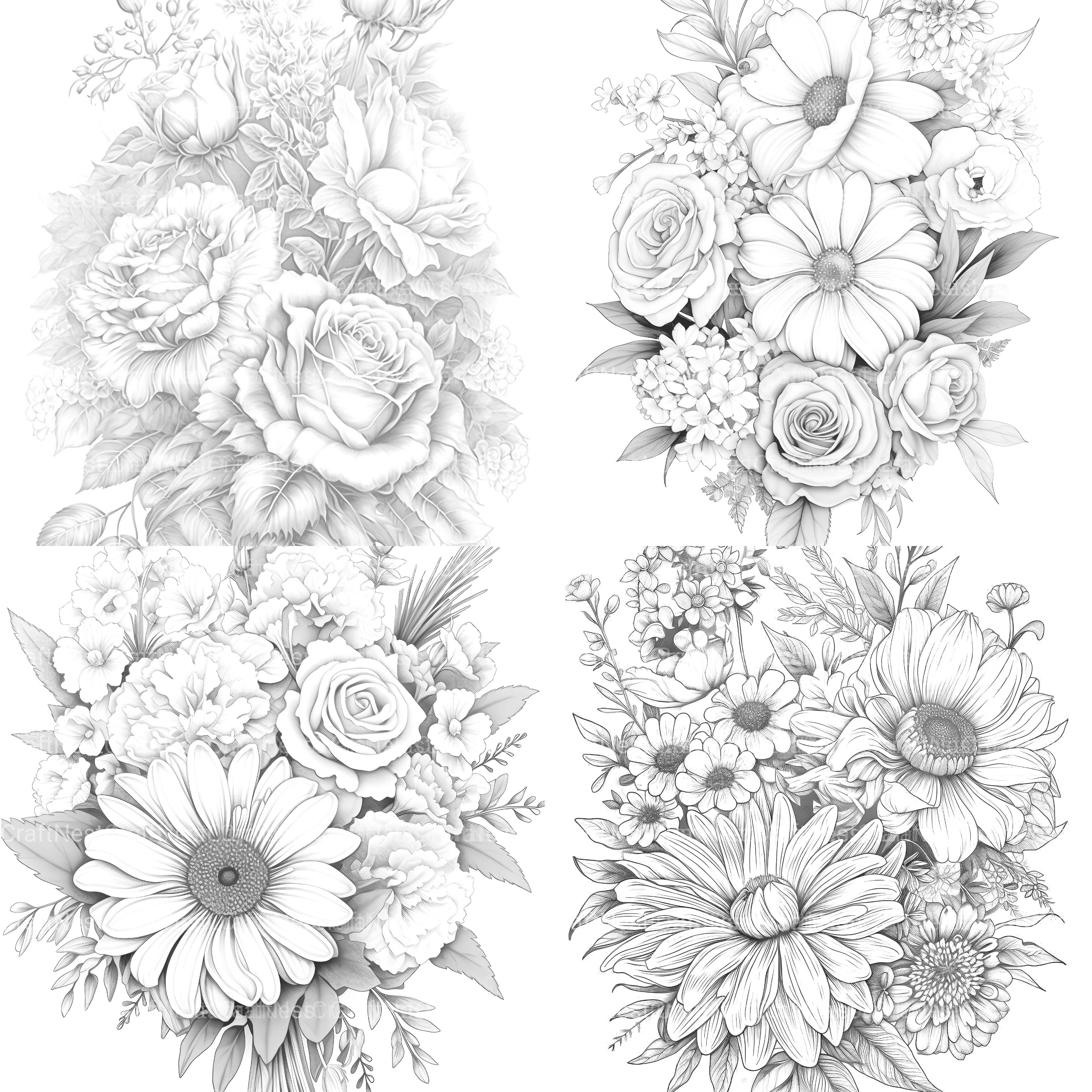Flower Coloring Book 3 - CraftNest - Digital Crafting and Art