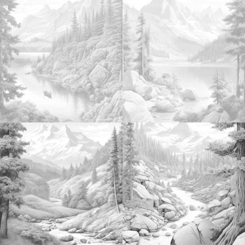 Mountain Landscapes Coloring Book - CraftNest - Digital Crafting and Art