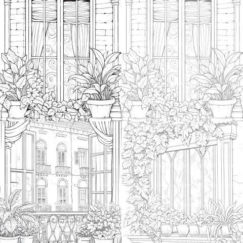 Mediterranean Windows Coloring Book - CraftNest - Digital Crafting and Art