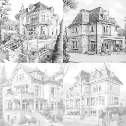 Luxurious Villas Coloring Book - CraftNest - Digital Crafting and Art