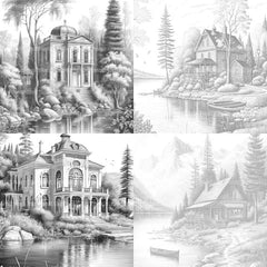 Lake Houses Coloring Book - CraftNest - Digital Crafting and Art