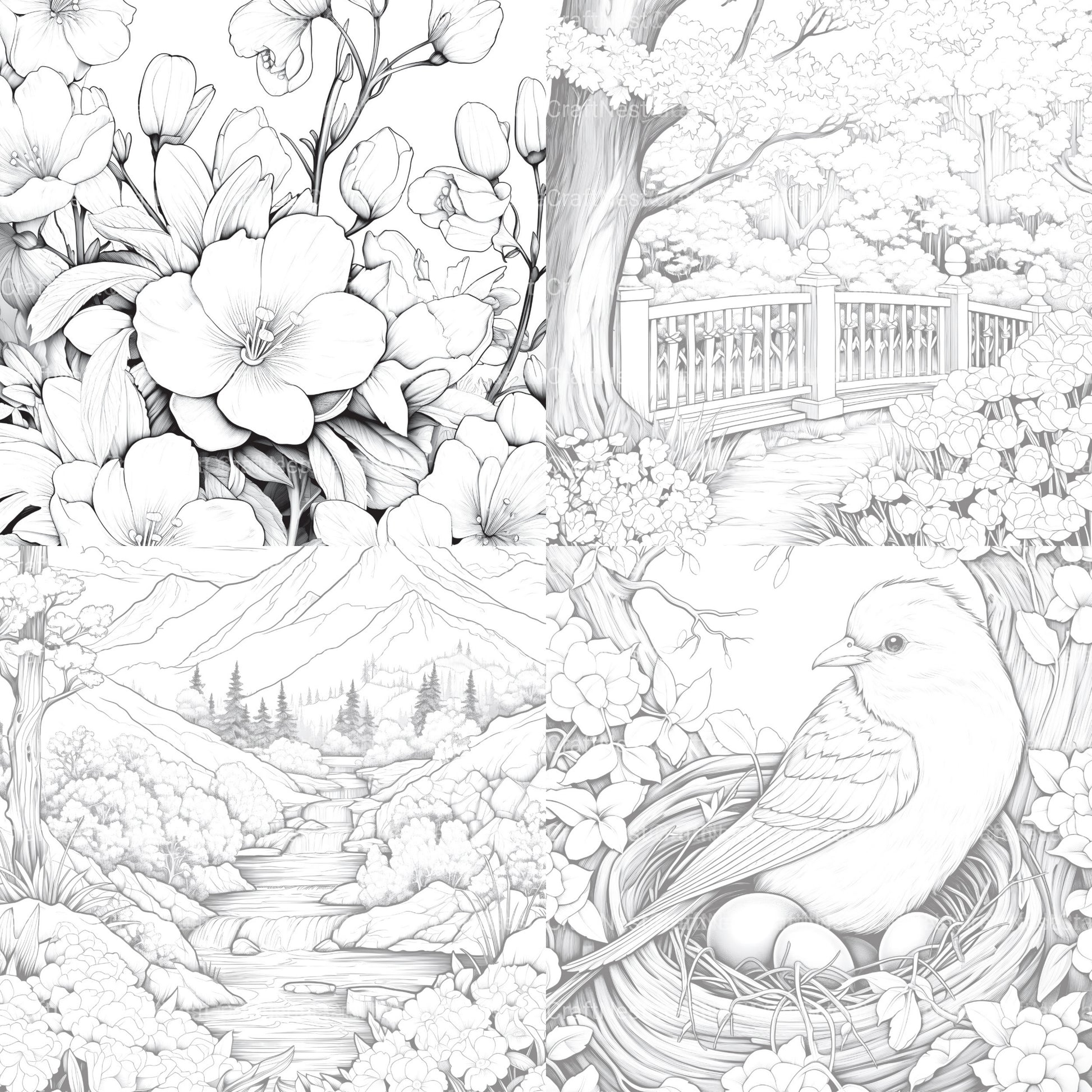 Springtime Garden Coloring Book - CraftNest - Digital Crafting and Art
