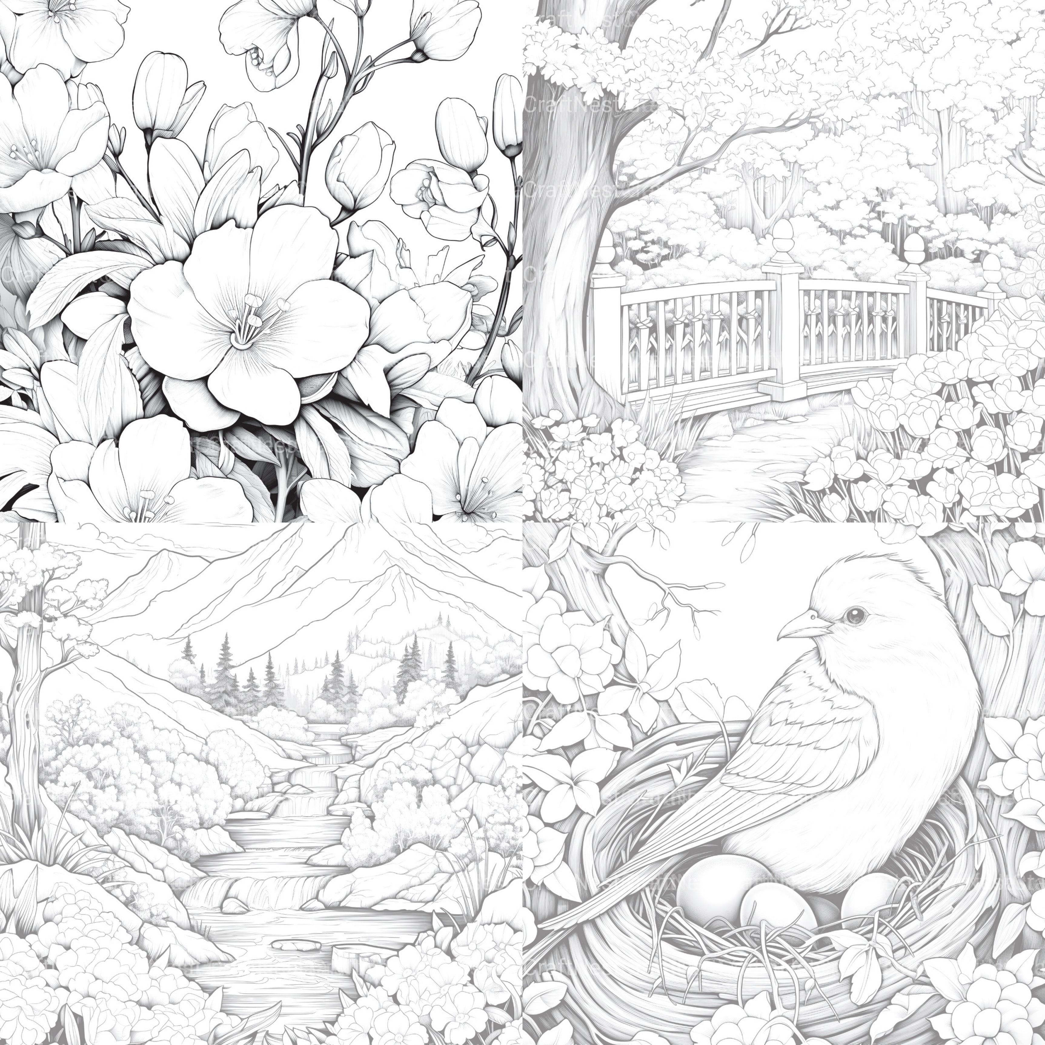 Springtime Garden Coloring Book - CraftNest - Digital Crafting and Art