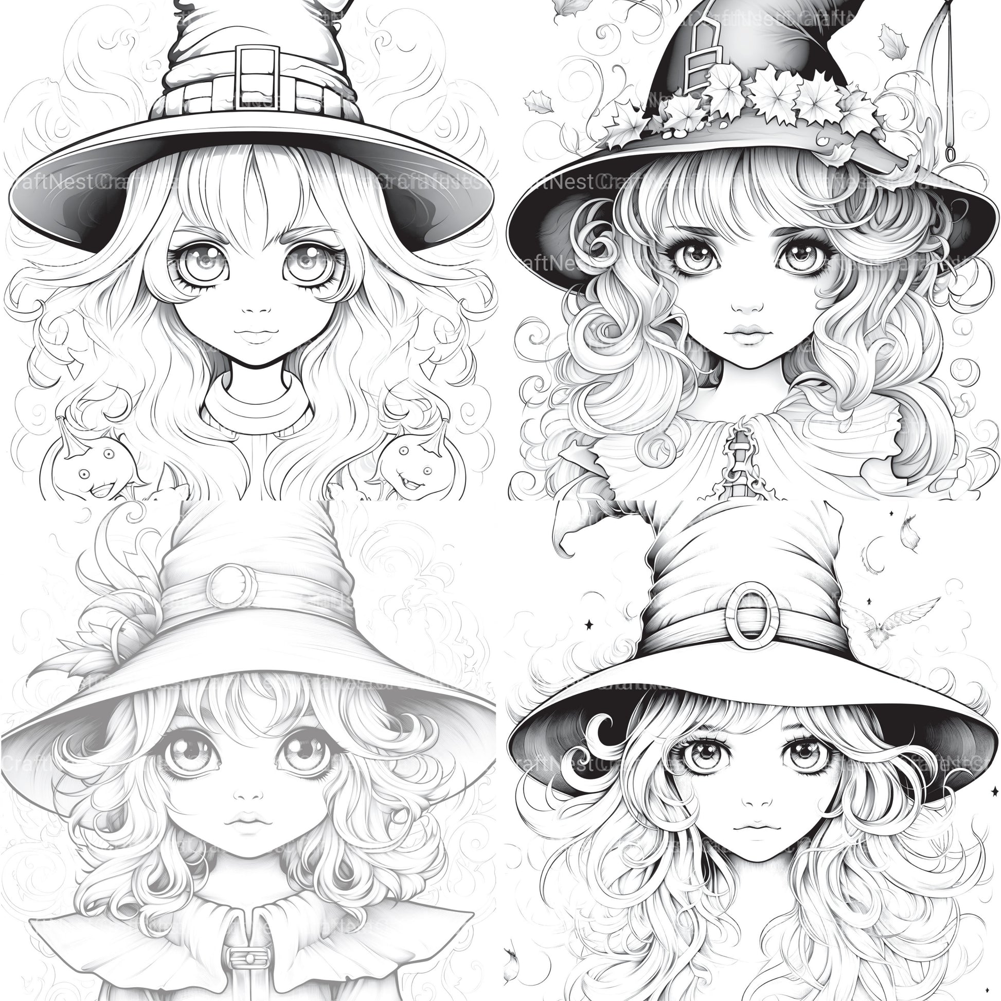 Cute Witch Coloring Book - CraftNest - Digital Crafting and Art