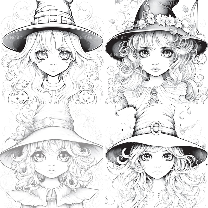 Cute Witch Coloring Book - CraftNest - Digital Crafting and Art