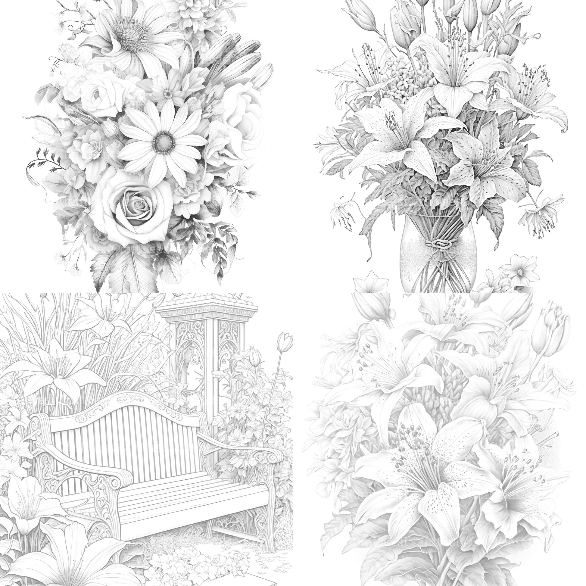 Flower Coloring Book 3 - CraftNest - Digital Crafting and Art