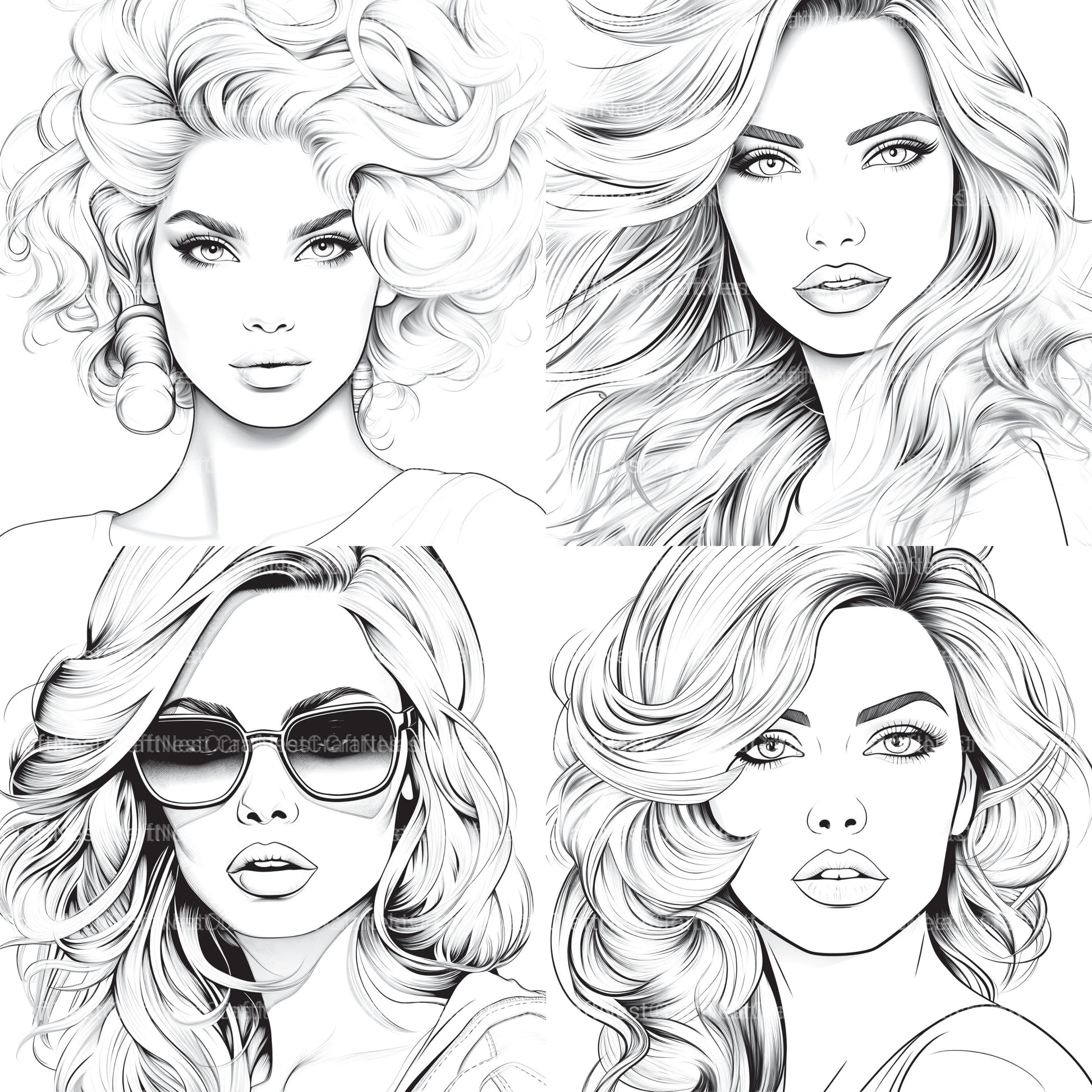 Beautiful Women Coloring Book - CraftNest - Digital Crafting and Art