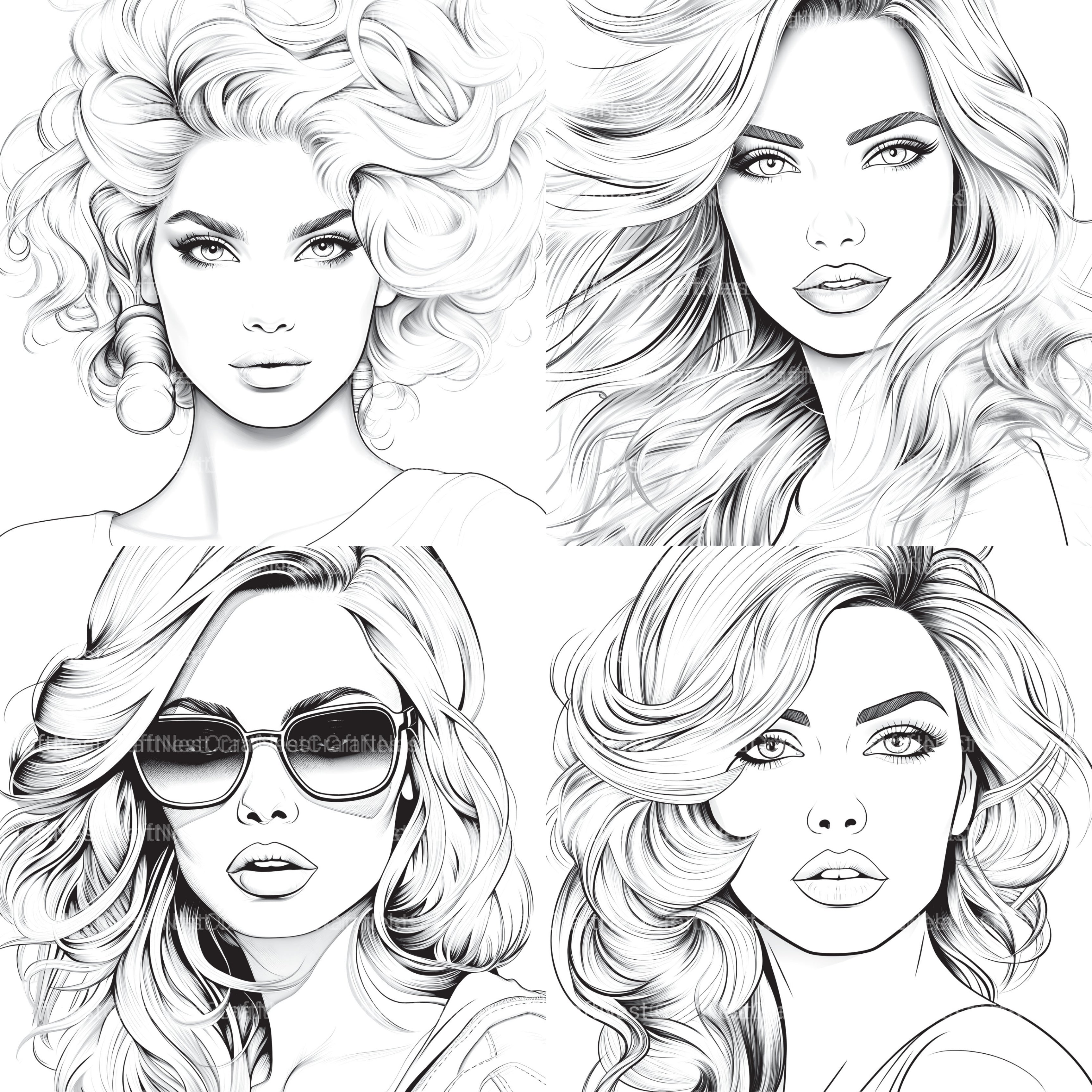 Beautiful Women Coloring Book - CraftNest - Digital Crafting and Art