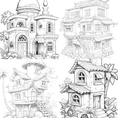 Mixed Tiny House Coloring Book - CraftNest - Digital Crafting and Art
