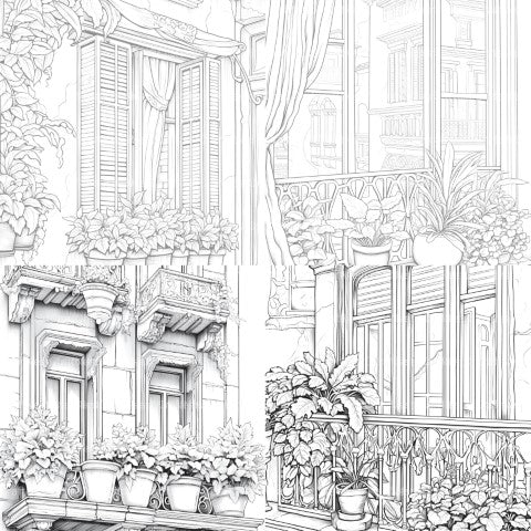Mediterranean Windows Coloring Book - CraftNest - Digital Crafting and Art