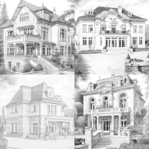 Luxurious Villas Coloring Book - CraftNest - Digital Crafting and Art