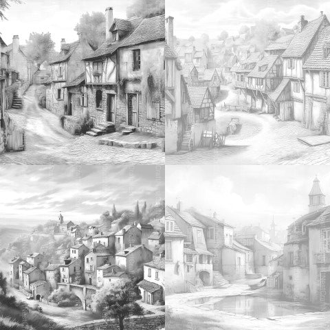 French Village Coloring Book - CraftNest - Digital Crafting and Art